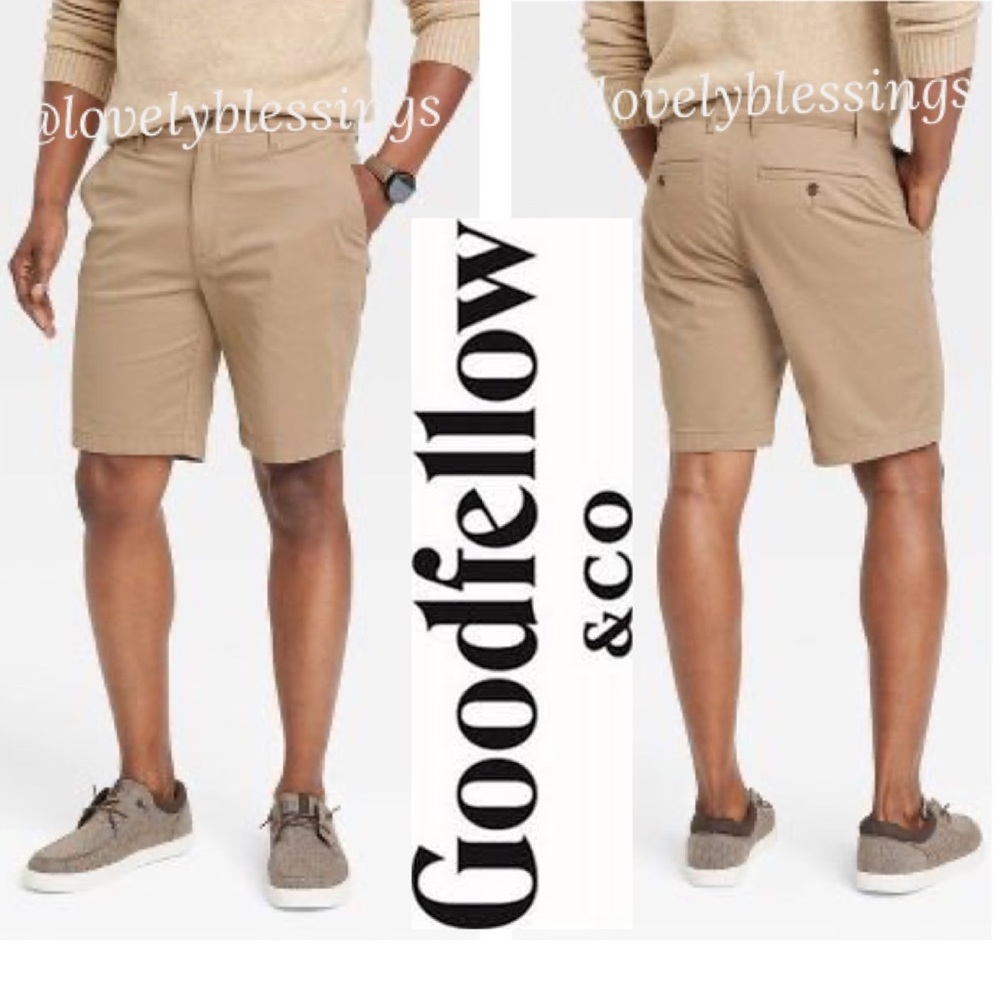Goodfellow Bermuda Shorts Linden Classic Tan Chino Cargo Mens XXL Size 44